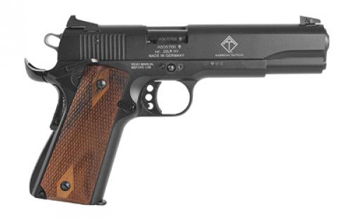 American Tactical M1911, Semi-automatic, Metal Frame Pistol, Full Size, 22LR, 5 Barrel, Alloy, Blued Finish, Wood Grips, 10 Rounds, CA Approved, Non-threaded Barrel GERG2210M1911CA