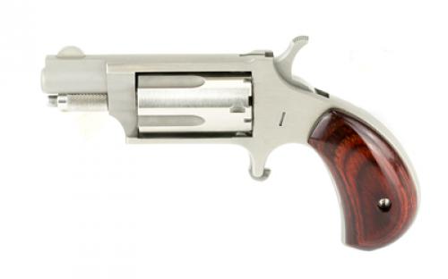 North American Arms Mini Revolver, Single Action, 22LR/22WMR, 1.125 Barrel, Steel Frame, Stainless Finish, Wood Grips, Fixed Sights, 5Rd NAA-22MSC