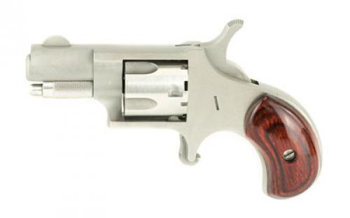 North American Arms Mini Revolver, Single Action, 22 Short, 1.125 Barrel, Steel Frame, Stainless Finish, Wood Grips, Fixed Sights, 5Rd NAA-22S