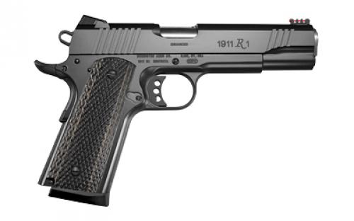 Remington R1 Enhanced, 1911, Full Size, 45ACP, 5 Barrel, Steel Frame, Black Satin Finish, Laminate Grips, Adjustable Fiber Optic Sights, 8Rd, Target Trigger, Combat Hammer, Slide Serrations, 2 Magazines 96328