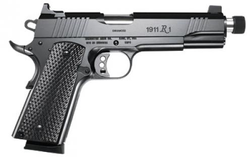 Remington R1 Enhanced, 1911, Full Size, 45ACP, 5.75 Threaded Barrel, Steel Frame, Black Satin Finish, Laminate Grips, Tall 2-Dot Sights, 8Rd, 2 Magazines 96339