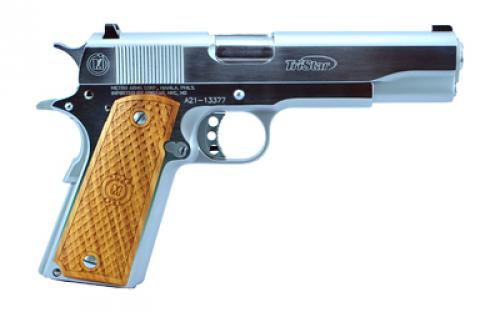 American Classic Government 1911, Single Action Only, Semi-automatic, Metal Frame Pistol, Full Size, 45 ACP, 5 Barrel, Steel, Chrome Finish, Silver, Manual Thumb Safety, Fixed Sights, 8 Rounds, 1 Magazine 85602
