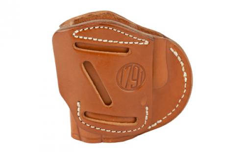 1791 4 Way Holster, Leather Belt Holster, Right Hand, Classic Brown, Fits Glock 26 27 33 & Springfield XDS/XDE/XD9/XD40, Size 4 4WH-4-CBR-R