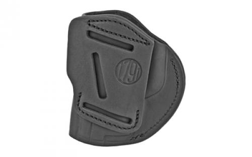 1791 4 Way Holster, Leather Belt Holster, Right Hand, Stealth Black, Fits Glock 17 19 22 23 & S&W MP9/MP40/MP45, Size 5 4WH-5-SBL-R