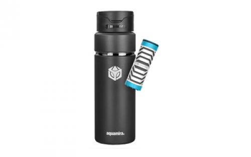 Aquamira Shift Bottle, Includes Everyday Filter, 24oz, Stainless Steel Construction, Black 67601