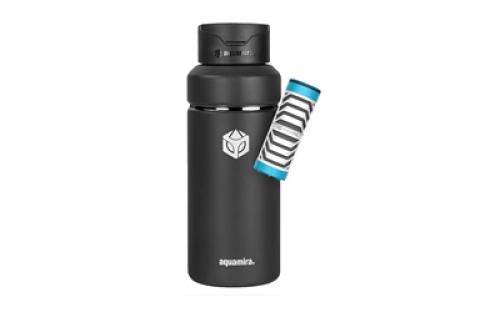 Aquamira Shift Bottle, Includes Everyday Filter, 32oz, Stainless Steel Construction, Black 67621