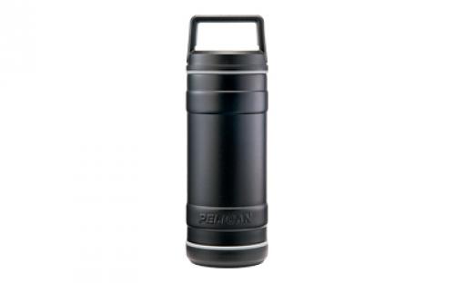 Pelican 18/8 Pro Grade Stainless Steel, 18oz., Food & Drink Storage, Black Finish, Leak-Proof Carry Handle Lid TRAV-BO18-BLK