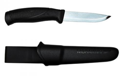 Morakniv Companion Fixed Blade Knife, Stainless Steel Blade, Black Rubber Handle, Black Sheath, 4.1 Blade and 8.5 Overall Length M-12092