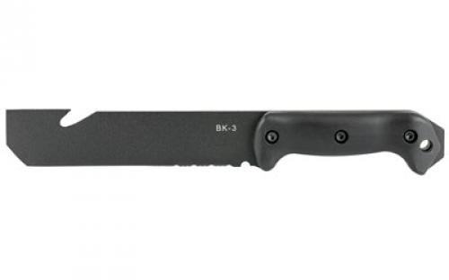 KABAR Becker, TacTool, Fixed Blade Knife, 7 Blade Length, 12.5 Overall Length, Chisel Point, Combo Edge, 1095 Cro-Van Steel, Matte Finish, Black, Grivory Grips, Nylon Sheath BK3