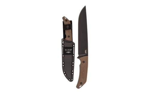 KABAR Camp Turok, Jarosz, Fixed Blade Knife, 8 Blade Length, 13 Overall Length, 1095 Cro-Van Steel, Matte Finish, Black, Brown Ultramid Handle, Hard Plastic Sheath 7511