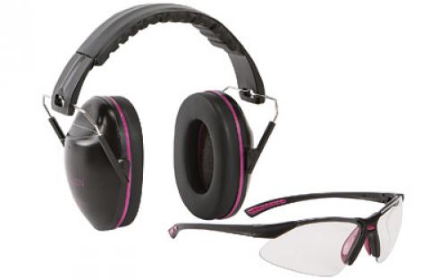 Allen Gamma Junior Earmuff & Glasses Combo, Black/Orchi d Plastic, NRR 23 Rated, Anti-fog/Clear Lenses, Adjustable, Foldable 2326
