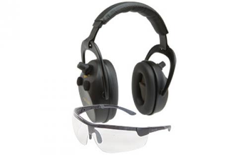 Allen -Axion Electronic Lo-Profile Earmuff & Glasses Combo, Black Finish, NRR 25 Rated, Anti-fog/Clear Lense for Glasses, Requires 2 AAA Batteries (Not Included) 2335