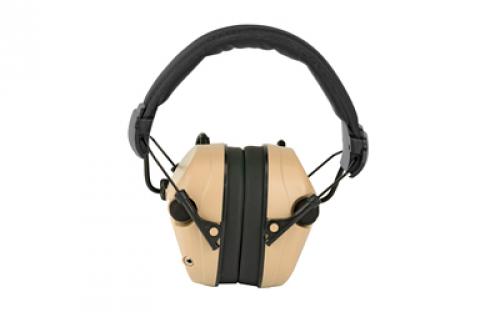 Birchwood Casey EKREST Earmuff, Electronic Hearing Protector, 26 NRR, Desert Tan 43252
