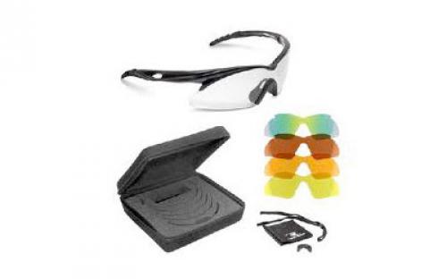 Radians Shift Interchange Glasses, Black Frame, Clear, Copper, Amber, Orange, Green Mirror Lenses, 5 Piece Interchangeable Lenses Case SH500CS