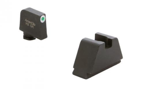 AmeriGlo Optic Compatible Sets for Glock, For All Glocks, 3XL Tall, Green Tritium with White Outline, .365" Front and .451" Rear, Black Rear Sight GL-491