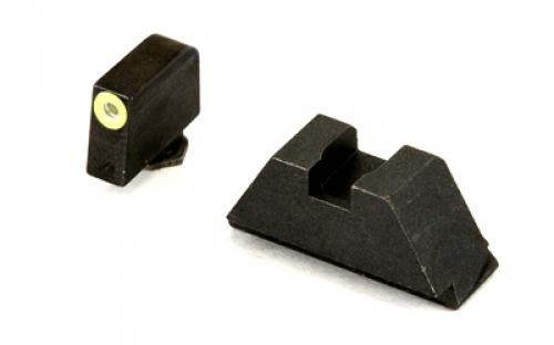 AmeriGlo Sight, Fits All Glocks except 42/43, Green Tritium LimeGreenLumi Outline Front Black Rear, Tall Suppressor Set GL-611