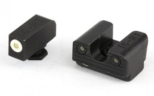 Truglo Tritium Pro Sight, Fits Glock 42/43, Large White Focus-Lock Ring on Front Sight & U-Notch Rear Sight, White Dots in Light & Green Dots at Night TG231G1AW
