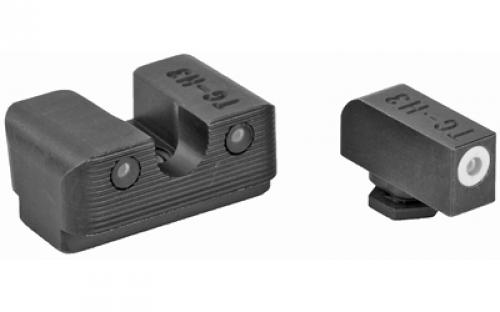 Truglo Tritium Pro Sight, Fits Glock 17,17L,19,22,23,24,26,27,33,34,35,38,39, Large White Focus-Lock Ring on Front Sight & U-Notch Rear Sight, White Dots in Light & Green Dots at Night TG231G1W