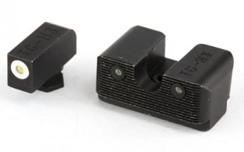 Truglo Tritium Pro Sight, Fits Glock 20,21,29,30,31,32, Large White Focus-Lock Ring onFront Sight & U-Notch Rear Sight, White Dots in Light & Green Dots at Night TG231G2W
