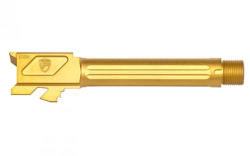 Fortis Manufacturing, Inc. Match Grade Barrel, For Glock, 9MM, 4.5, Threaded, Fits Glock 19 Gen 1-5 and 19X, Gold TiN Finish FM-G19-TB-TiN