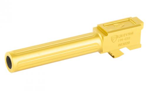 Fortis Manufacturing, Inc. Match Grade Barrel, For Glock, 9MM, 4, Fits Glock 19 Gen 1-5 and 19X, Gold TiN Finish FM-G19-TIN
