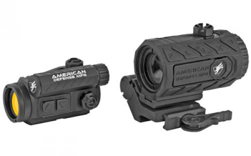 American Defense Mfg. DUO, Red Dot/ Magnifier Combo, 2 MOA Spek, 3x Flik3 Magnifier, T1 Lower Third Co-Witness Mount, Titanium Levers RD-T1-LT-3X