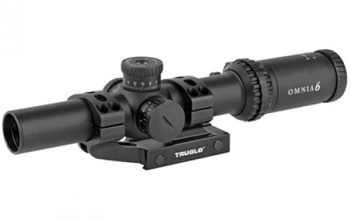 Truglo OMNIA Rifle Scope, 1-6X24mm, 300mm Main Tube, Illuminate A.P.T.R. (All Purpose Tacticle Reticle), APTUS-M1 One Piece Mount, Throw Lever, Black Finish TG8516TLR