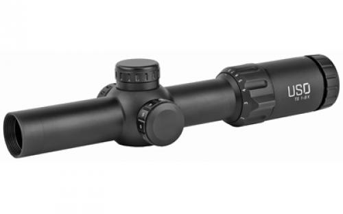 US Optics TS Series Rifle Scope, 1-8X24mm, 30mm Main Tube, Second Focal Plane, 0.5 MOA Adjustments, Black Finish, Simple Crosshair Reticle with Red Dot TS-8X SFP